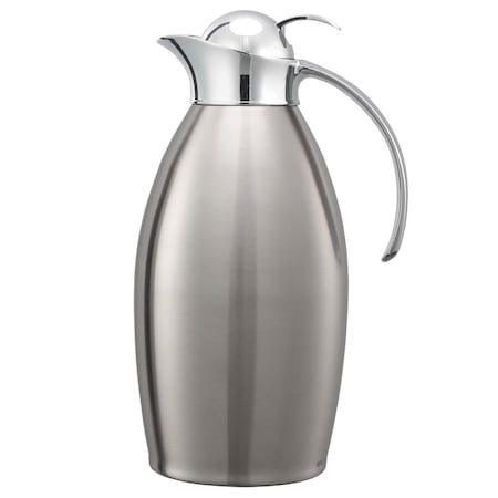 Service Ideas Nicollet Push Button Stainless Vacuum Insulated Carafe, 50.7 Ounce, Brushed NIC15BSPB